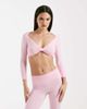 I.AM.GIA I.AM.GIA Morgana super soft fine knit bow front long sleeve crop top in baby pink - part of a set - 1