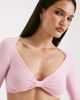I.AM.GIA I.AM.GIA Morgana super soft fine knit bow front long sleeve crop top in baby pink - part of a set - 2