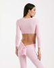 I.AM.GIA I.AM.GIA Morgana super soft fine knit bow front long sleeve crop top in baby pink - part of a set - 3