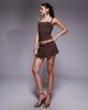 I.AM.GIA I.AM.GIA Remini button detail pleated ultra mini skort in brown, part of a set - 3