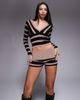 I.AM.GIA I.AM.GIA Suzi low rise ribbed foldover waist detail knit shorts in black and beige stripe - part of a set-Multi - 1