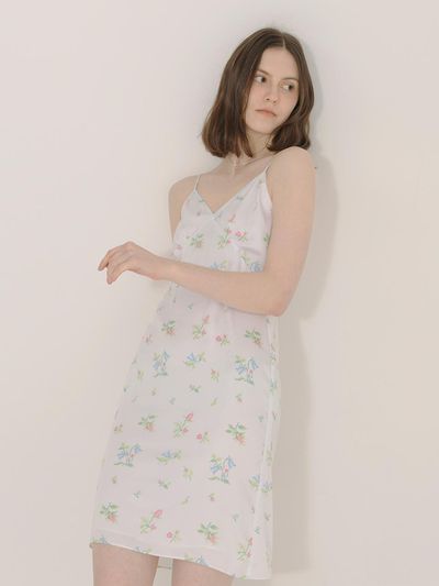 iCE GARDEN Cross-stitch Floral Print Dress