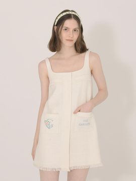 iCE GARDEN Cross-stitch Sleeveless Tweed Dress