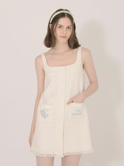 iCE GARDEN Cross-stitch Sleeveless Tweed Dress