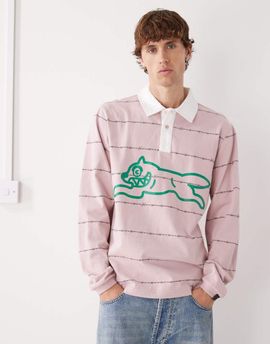 ICECREAM Ice Cream barbed wire running dog rugby polo shirt in light pink
