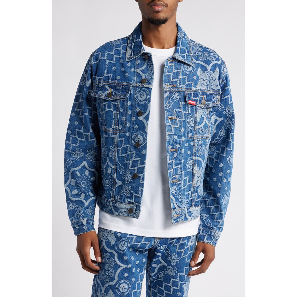 ICECREAM ICECREAM Blue Dreams Floral Jacquard Denim Trucker Jacket