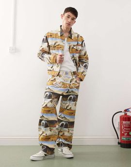 ICECREAM ICECREAM dreamscape all over printed straight leg denim jeans in multi - part of a set