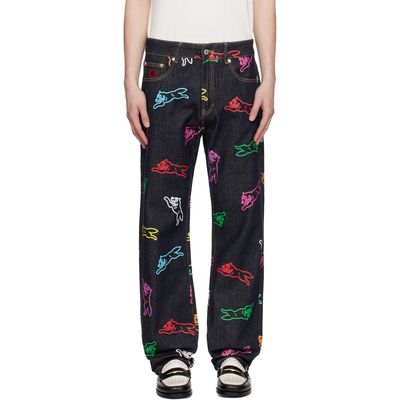 ICECREAM ICECREAM Navy All-Over Running Dog Jeans