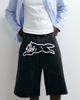 ICECREAM ICECREAM scoop denim jorts with with running dog in black - 3