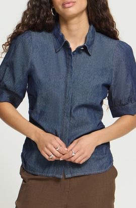 ICHI ICHI Archer Puff Sleeve Denim Shirt