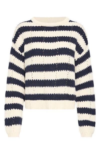 ICHI ICHI Befila Striped Crewneck Sweater