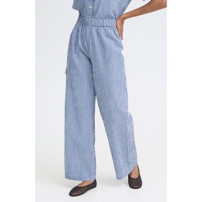ICHI ICHI Check Print Wide Leg Pants