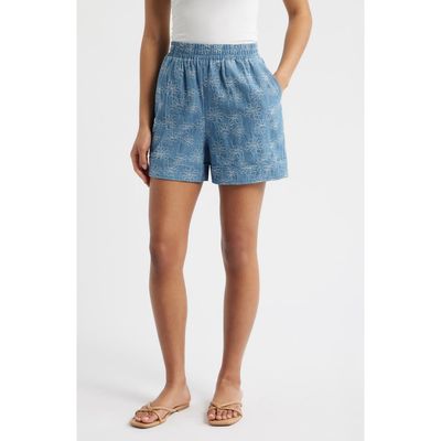 ICHI ICHI Floral Print Denim Shorts