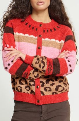 ICHI ICHI Ihlivoni Animal Print Cardigan