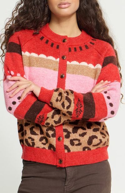 ICHI ICHI Ihlivoni Animal Print Cardigan