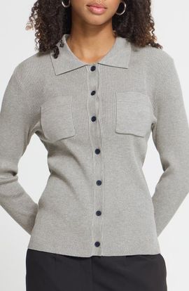ICHI ICHI Rib Polo Cardigan