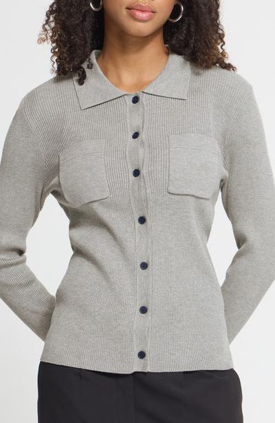 ICHI ICHI Rib Polo Cardigan