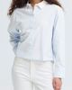 ICHI ICHI Stripe Split Hem Crop Cotton Button-Up Shirt - 1