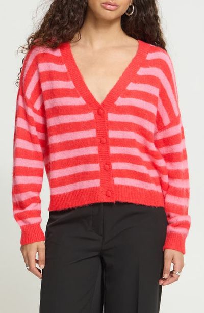 ICHI ICHI Striped V-Neck Cardigan