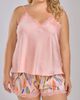 iCollection iCollection Blush Pink Satin Cami and Shorts Set - 1