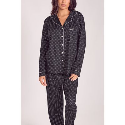iCollection iCollection Brushed Microfiber Pajama Set with Contrast Piping