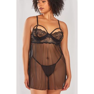 iCollection iCollection Demure Strappy Lace Babydoll Set