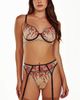 iCollection iCollection Embroidered Floral Underwire Bra, Garter & Thong Set - 1