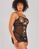 iCollection iCollection Embroidered Mesh Peekaboo Chemise Set - 3