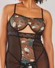 iCollection iCollection Embroidered Mesh Peekaboo Chemise Set - 4