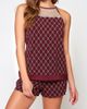 iCollection iCollection Geometric Print Lace Halter Cami & Shorts Pajama Set - 1
