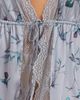 iCollection iCollection Hummingbird Print Cold Shoulder Lace Trim Satin Robe - 4