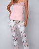 iCollection iCollection Lace Trim Satin Cami & Floral Pants Pajama Set - 1