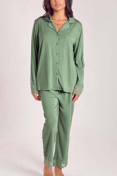iCollection iCollection Modal Women's Pajama Set with Lace Trim