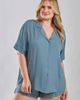 iCollection iCollection Organic Cotton and Tencel Notched Collar Pajama Set - 2