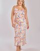 iCollection iCollection Print Satin Gown with Cowl Neck and Adjustable Straps - 1