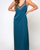 iCollection iCollection Satin Embroidered Mesh Long Nightgown - 1