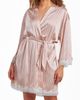 iCollection iCollection Silky Satin Stripe Lace Robe Mid-Thigh Length - 1