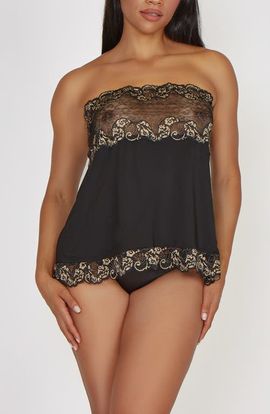 iCollection iCollection Strapless Lace Bodice Loungewear Slip Set