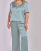 iCollection iCollection Stretch Satin Pajama Set with Button-Down Top - 1