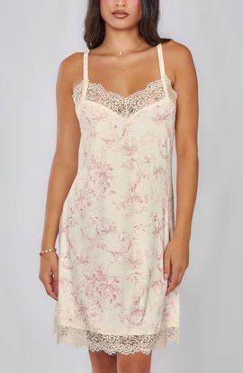 iCollection iCollection Toile Print Lace-Trim Knit Chemise