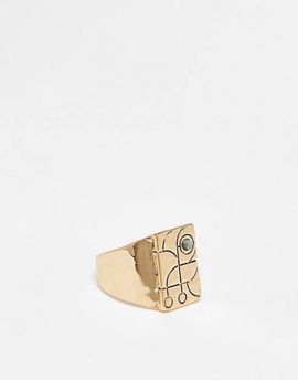 Icon Brand Icon Brand abstract design square signet ring in gold