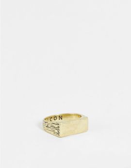 Icon Brand Icon Brand stone engraved signet ring in gold