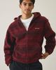 iets frans... iets frans. iets frans… Stripe Hi Pile Fleece Hooded Jacket in Maroon, Men's at Urban Outfitters - 1