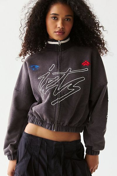iets frans... iets frans. Moto Bubble Track Jacket in Black, Women's at Urban Outfitters