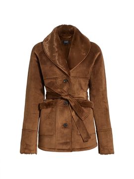 If Only Studio Women's Belted Faux-Shearling Coat
