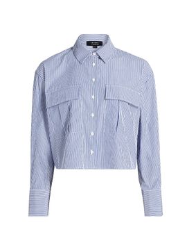 If Only Studio Women's Cropped Striped Nylon Blouse