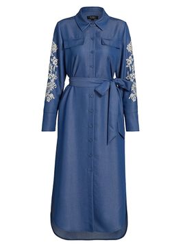 If Only Studio Women's Embroidered Belted Midi-Dress