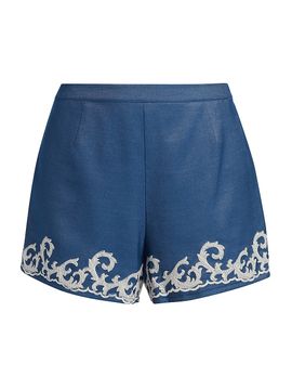 If Only Studio Women's Embroidered Chambray Shorts