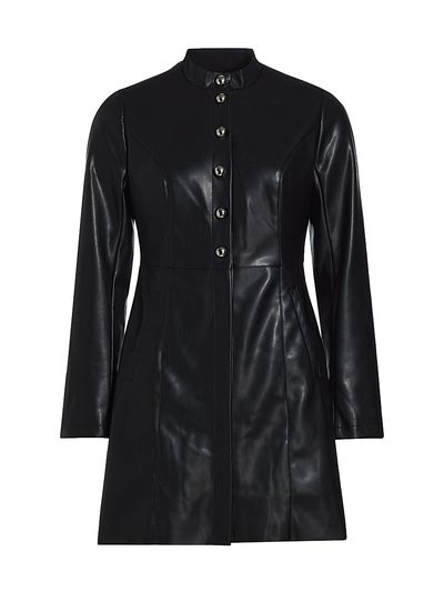 If Only Studio Women's Faux-Leather Mini Shirtdress
