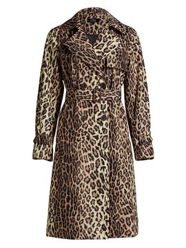 If Only Studio Women's Leopard Belted Trench Coat
